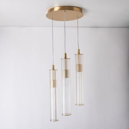 Zuma Line - pakaramā lampa uz stieples 3xE14/7W/230V, zelta krāsā
