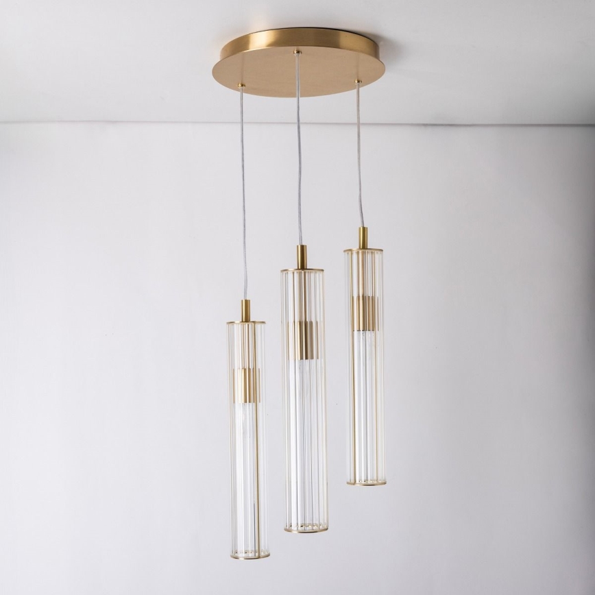 Zuma Line - pakaramā lampa uz stieples 3xE14/7W/230V, zelta krāsā