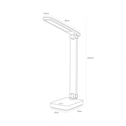 Zuma Line - LED Uzlādējama galda lampa LED/8W/1200 mAh 3000/4500/6000K CRI 90 balta
