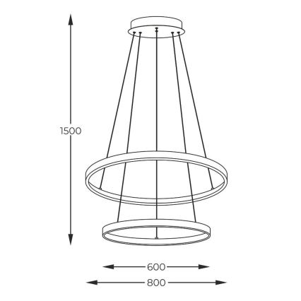 Zuma Line - LED Lustra ar auklu LED/60W/230V 3000/4000/6000K d. 80 cm melna