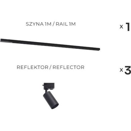Zuma Line - Virziena gaismeklis sliežu sistēmai 3xGU10/35W/230V melns