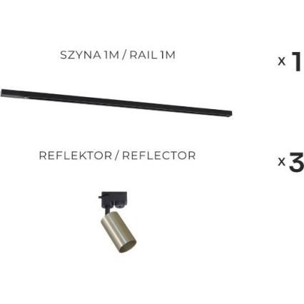 Zuma Line - virziena gaismeklis sliedes sistēmai 3xGU10/35W/230V melns/zelts