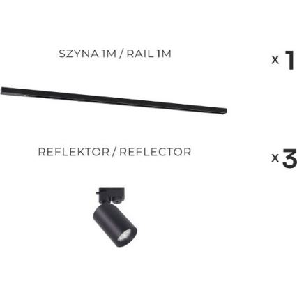 Zuma Line - Virziena gaismeklis sliežu sistēmai 3xGU10/35W/230V melns