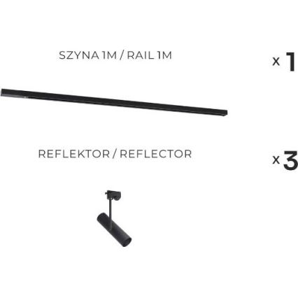Zuma Line - Sliežu sistēmas prožektors 3xGU10/35W/230V melns
