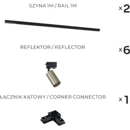 Zuma Line - sliedes sistēmas virziena gaismeklis 6xGU10/35W/230V melna/zelta