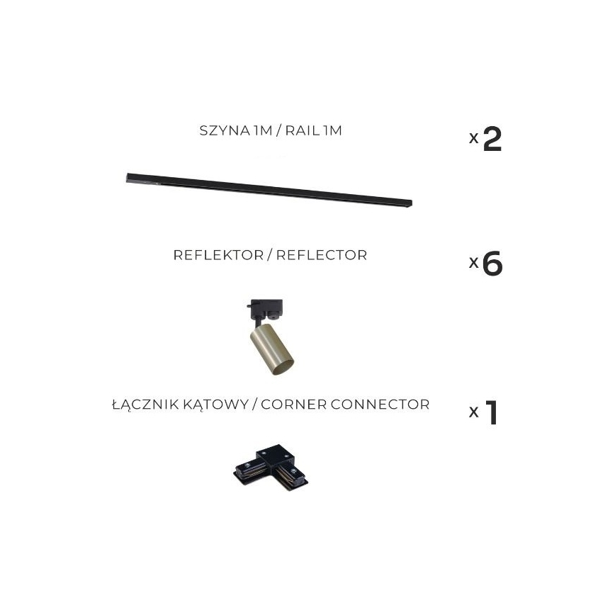 Zuma Line - sliedes sistēmas virziena gaismeklis 6xGU10/35W/230V melna/zelta