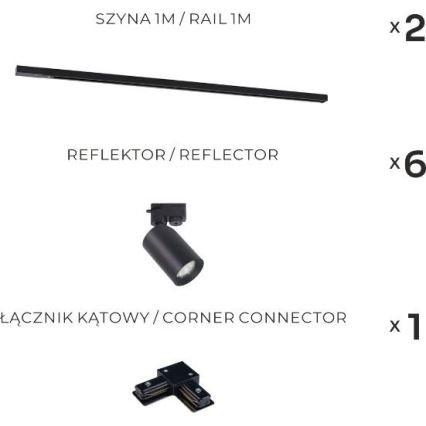Zuma Line - Virziena gaismeklis sliežu sistēmai 6xGU10/35W/230V melns