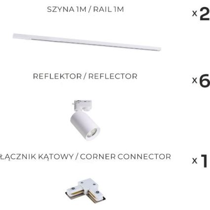 Zuma Line - virziena gaismeklis sliežu sistēmai 6xGU10/35W/230V balts