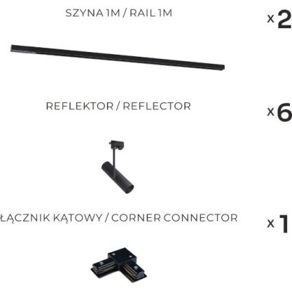 Zuma Line - 6xGU10/35W/230V melnā prožektora sistēma LISA