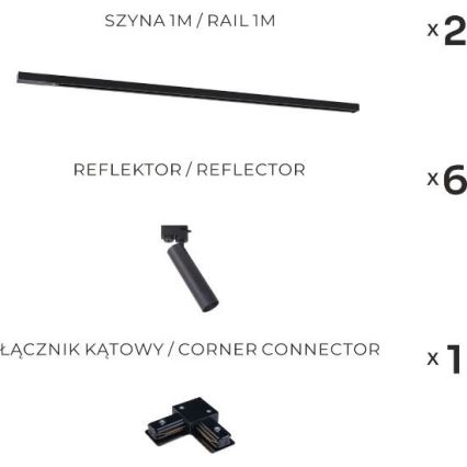 Zuma Line - Sliežu sistēmas virziena gaismeklis, 6x GU10, 35 W, 230 V, melns
