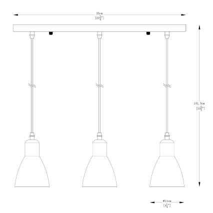 Zuma Line - Lustra ar auklu 3xE27/40W/230V antracīta