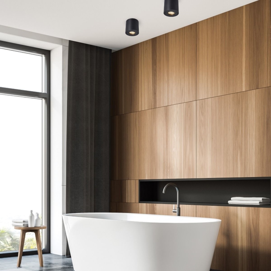 Zuma Line - LED RGBW ar regulējamu spilgtumu vannas istabas spota gaismeklis 1xGU10/4,8W/230V IP44 melns + tālvadības pults