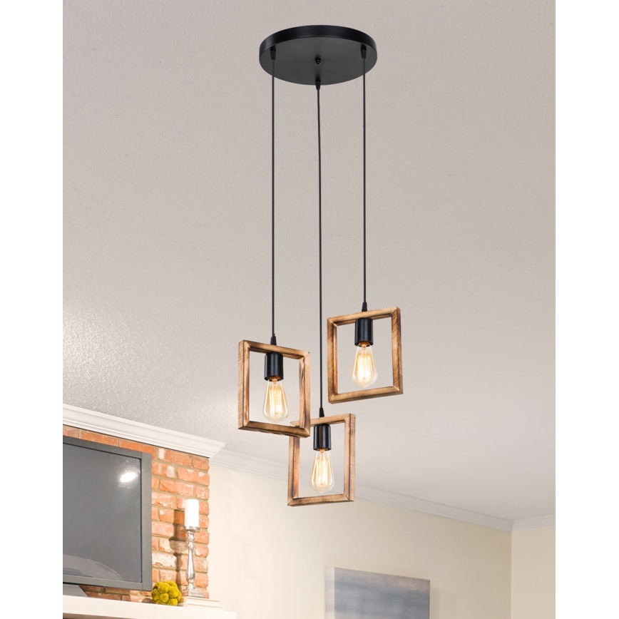 Zuma Line - Lustra ar auklu 3xE27/20W/230V priede/melna