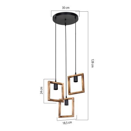 Zuma Line - Lustra ar auklu 3xE27/20W/230V priede/melna