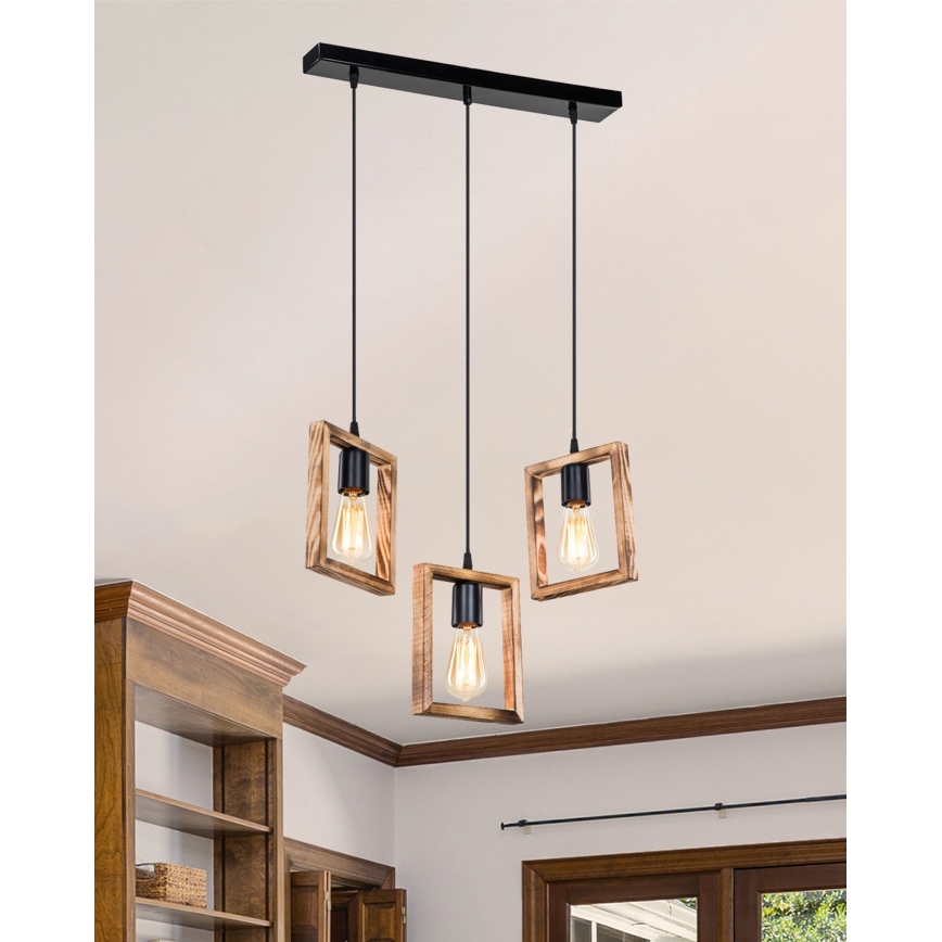 Zuma Line - Lustra ar auklu 3xE27/20W/230V priede/melna