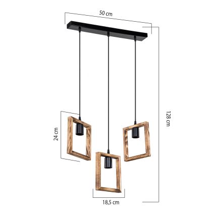 Zuma Line - Lustra ar auklu 3xE27/20W/230V priede/melna