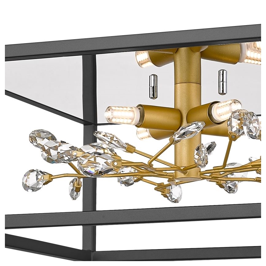 Zuma Line - Kristāla griestu lampa 4xG9/33W/230V melna/zelta