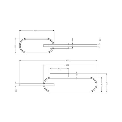 Zuma Line - LED griestu gaismeklis 2xLED/24W/230V melns/zelts