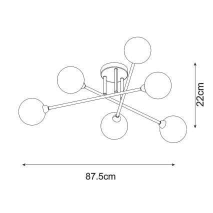 Zuma Line - Virsapmetuma lustra 6xG9/3W/230V melna
