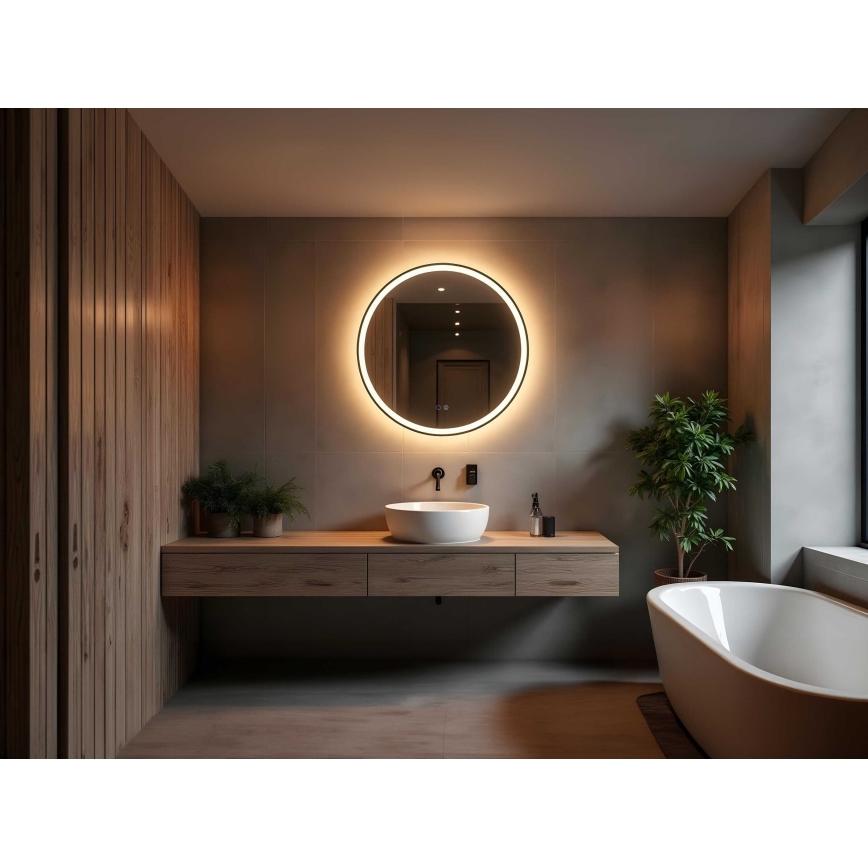 Zuma Line - LED Vannas istabas apsildāms sienas spogulis ar fona apgaismojumu LED/24W/230V 3000/4000/6000K d. 80 cm IP44