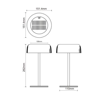 Zuma Line - LED Aptumšojama saules enerģijas uzlādējams galda lampa LED/2,5W/2000 mAh IP44 melna