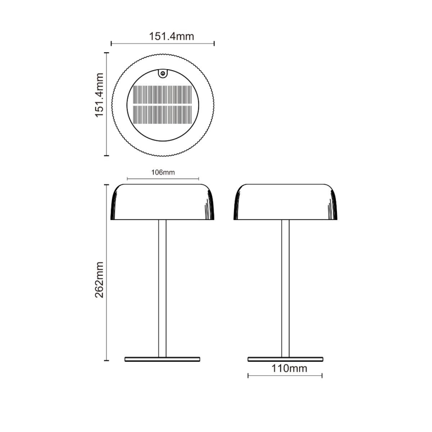 Zuma Line - LED Aptumšojama saules enerģijas uzlādējams galda lampa LED/2,5W/2000 mAh IP44 melna