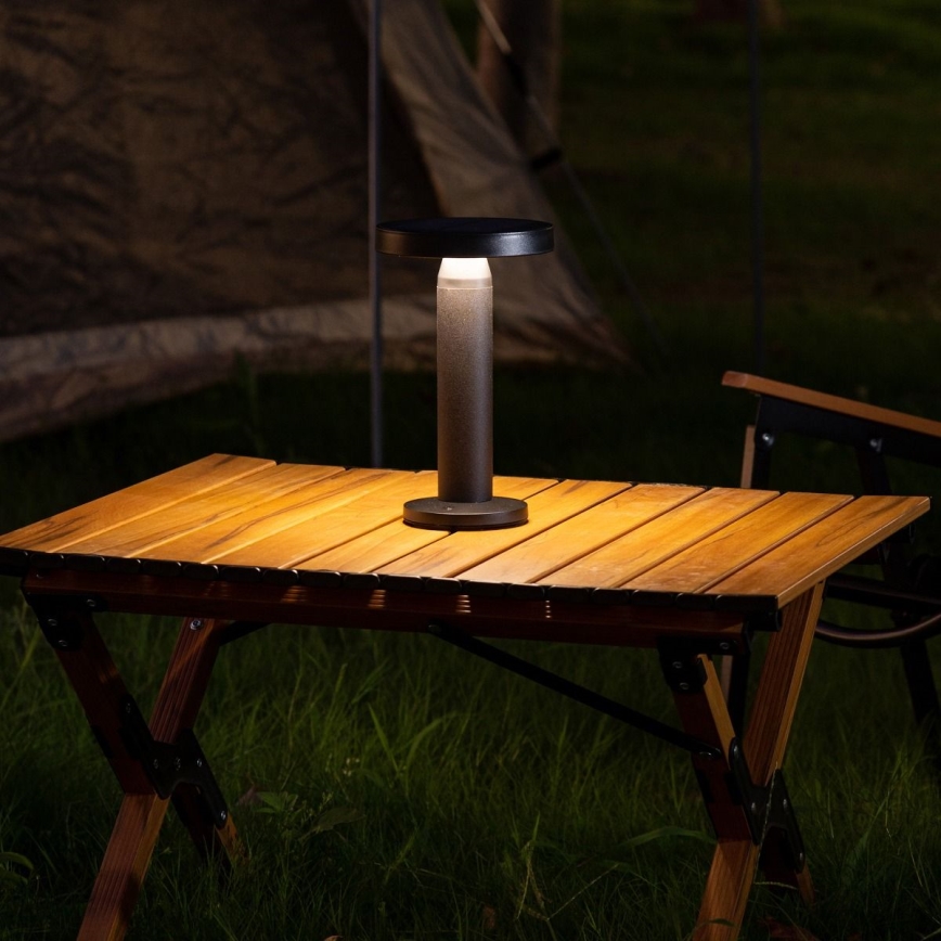 Zuma Line - LED Aptumšojama saules enerģijas uzlādējams galda lampa LED/2W/2000 mAh IP44 melna