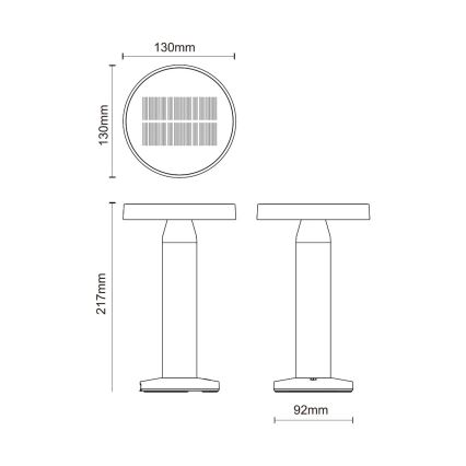 Zuma Line - LED Aptumšojama saules enerģijas uzlādējams galda lampa LED/2W/2000 mAh IP44 melna