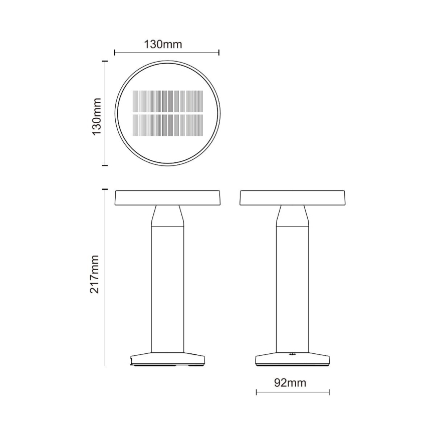 Zuma Line - LED Aptumšojama saules enerģijas uzlādējams galda lampa LED/2W/2000 mAh IP44 melna