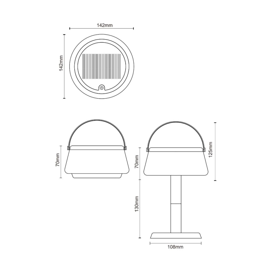 Zuma Line - LED Aptumšojama saules enerģijas uzlādējams galda lampa LED/2,2W/2000 mAh IP44 melna