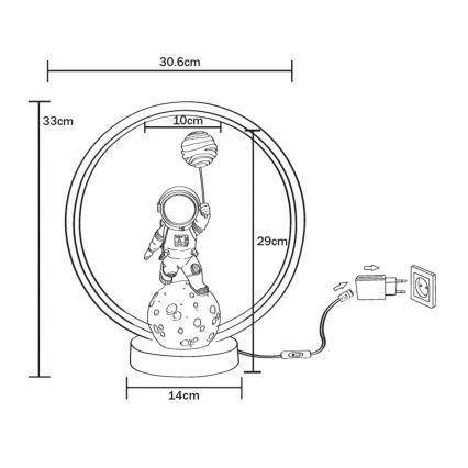 Zuma Line - LED Galda lampa LED/4W/5V melna
