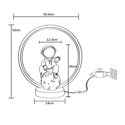 Zuma Line - LED Galda lampa LED/4W/5V melna
