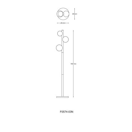 Zuma Line - Grīdas lampa 3xG9/33W/230V zelta krāsā