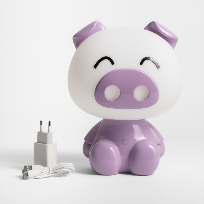 Zuma Line - LED Aptumšojama bērnu skārienvadāma galda lampa LED/3W/230V sivēns violeta