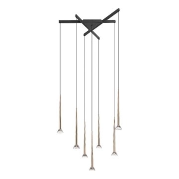 Zuma Line - LED lustra uz troses 7xLED/6W/230V melna/zelta