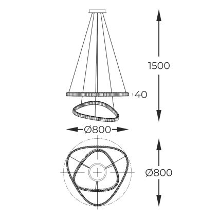 Zuma Line - LED Aptumšojama kristāla lustra ar auklu LED/36W/230V 2700-6000K + tālvadības pults