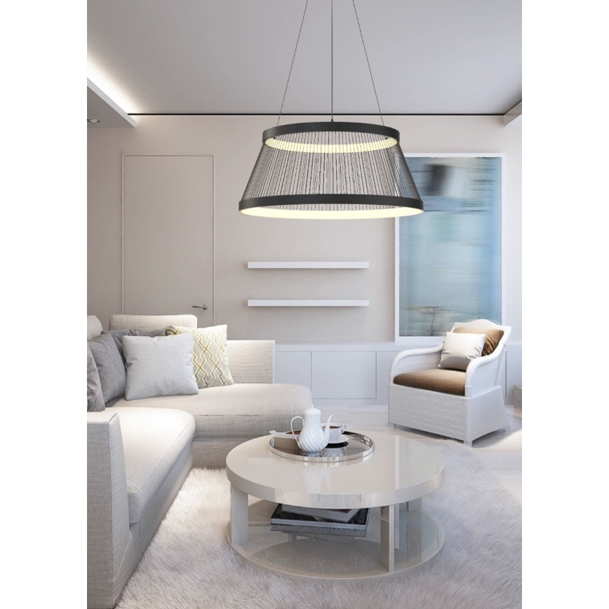 Zuma Line - LED Aptumšojama lustra ar auklu LED/53W/230V 2700-6000K melna + tālvadības pults