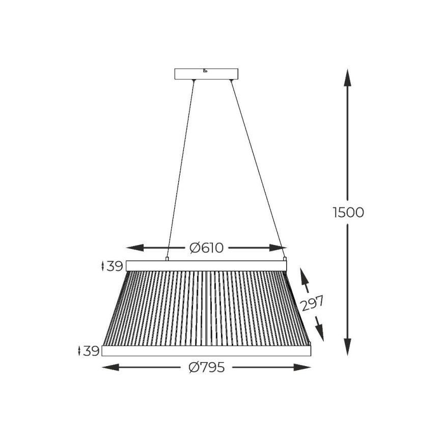 Zuma Line - LED Aptumšojama lustra ar auklu LED/53W/230V 2700-6000K melna + tālvadības pults
