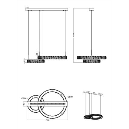 Zuma Line - LED lustra uz troses LED/36W/230V rožu zelts