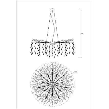 Zuma Line - Lustra uz stieples, 14x G9/3,5W/230V, Ø 100 cm, zeltaina