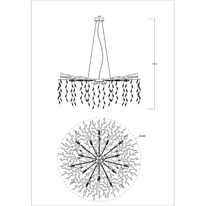 Zuma Line - Lustra uz stieples, 14x G9/3,5W/230V, Ø 100 cm, zeltaina