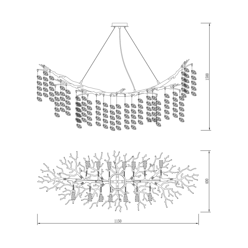 Zuma Line - lustra uz troses, 14xG9/3,5W/230V, 115x40 cm, zelta krāsā