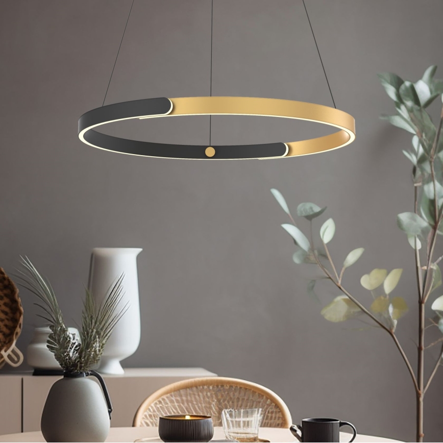 Zuma Line - LED Aptumšojama lustra ar auklu LED/30W/230V melna/zelta