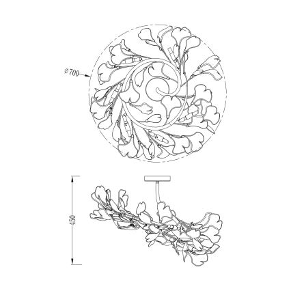 Zuma Line - Uz virsmas montējams griestu lustrs 6xG9/42W/230V Ø 70 cm zelta krāsas