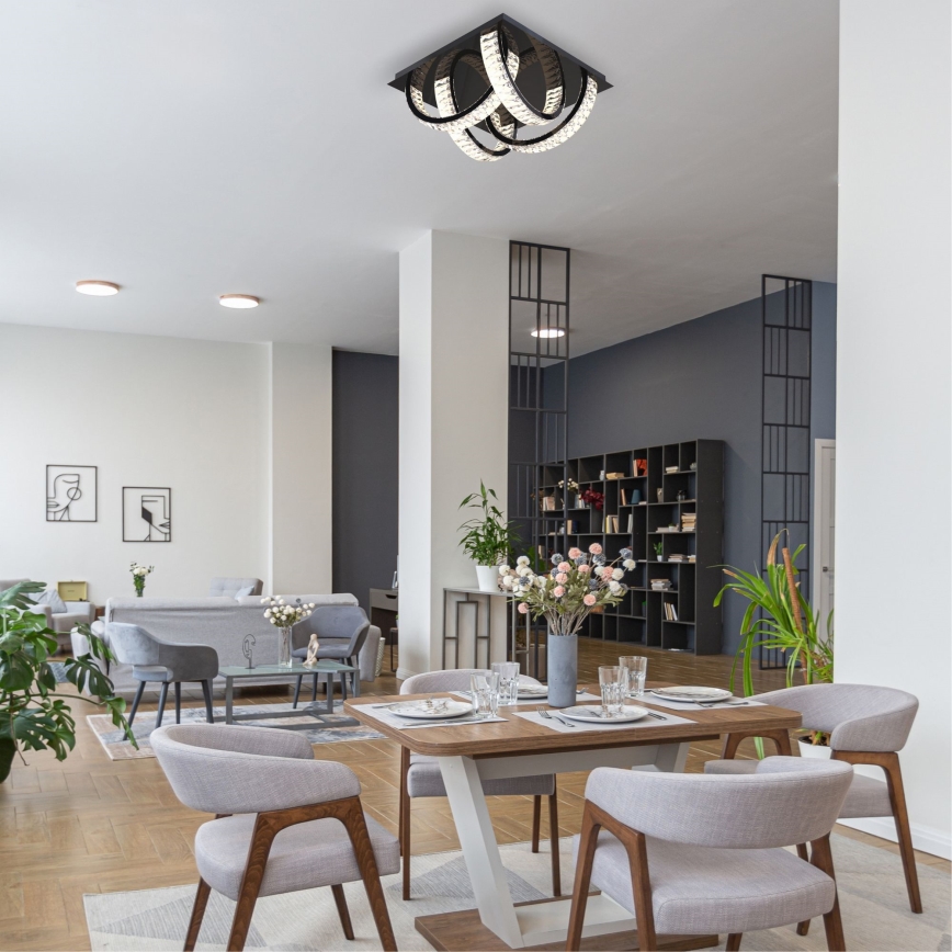 Zuma Line - LED Aptumšojama kristāla griestu lampa LED/23,5W/230V 2700-6000K melna + tālvadības pults