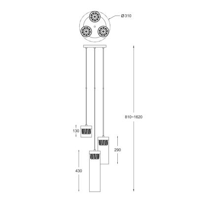 Zuma Line - Kristāla lustra ar auklu 3xG9/28W/230V