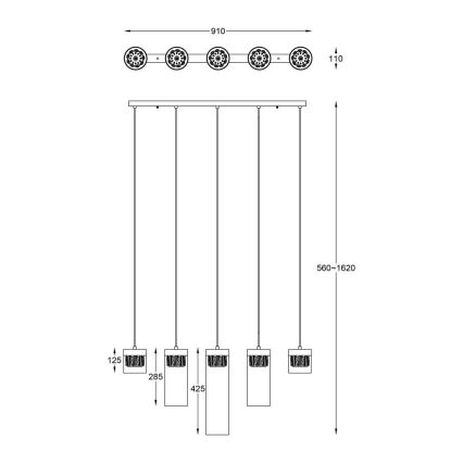 Zuma Line - Kristāla lustra uz auklas 5xG9/28W/230V