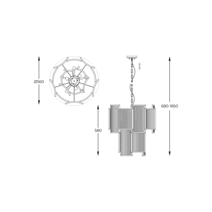 Zuma Line - Lustra ar ķēdi 8xE14/60W/230V spīdīgi hromēts