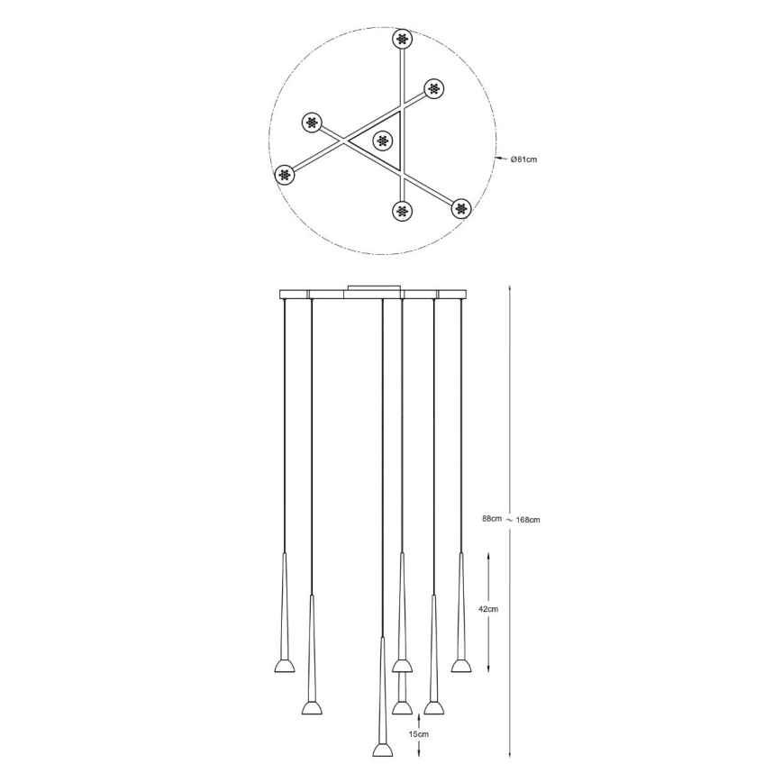 Zuma Line - LED lustra uz kabeļa 7xLED/6W/230V melna