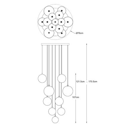 Zuma Line - Pakaramā lustra uz kabeļa 13xG9/2W/230V zeltaina